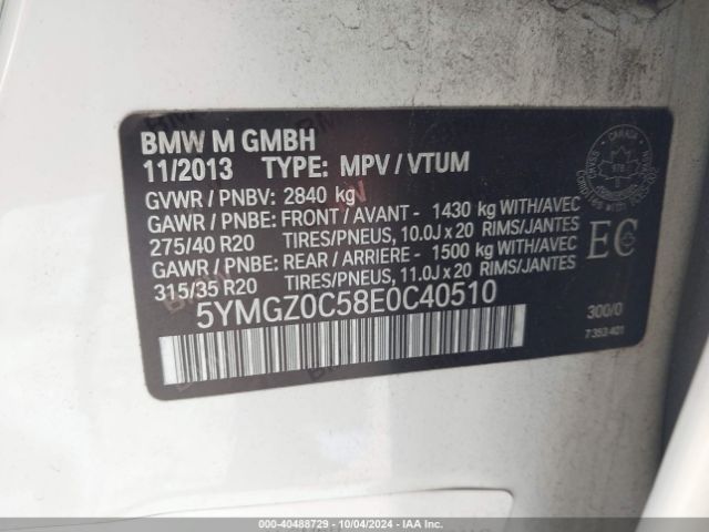 5YMGZ0C58E0C40510 BMW X6 M