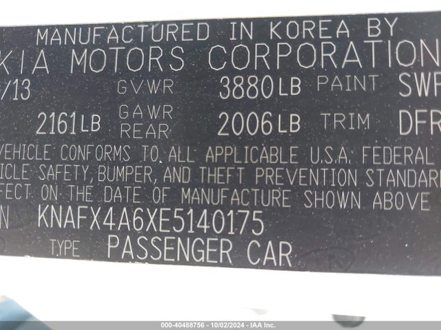 KIA FORTE LX 2014 KNAFX4A6XE5140175 Image 9