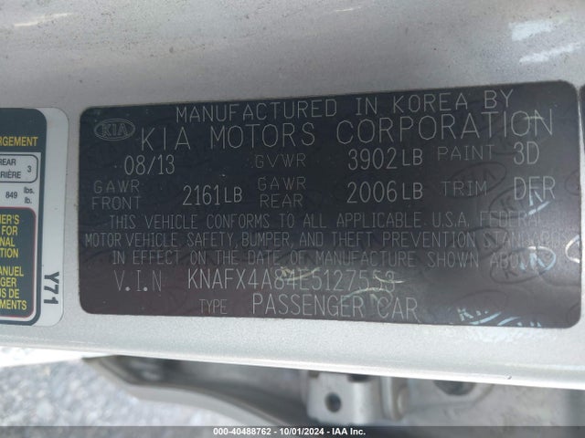 KIA FORTE EX 2014 KNAFX4A84E5127553 Image 9