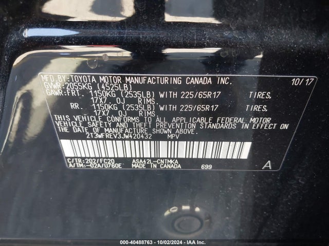 Toyota Rav4 Xle 2018 2T3WFREV3JW420432 Image 9
