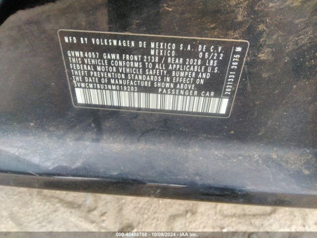 3VWCM7BU3NM019203 Volkswagen Jetta 1.5t S
