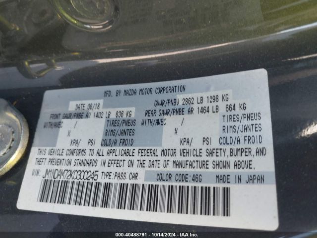 JM1NDAM72K0300245 Mazda Mx-5 Miata Rf Grand Touring
