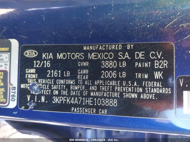 KIA FORTE LX 2017 3KPFK4A71HE103888 Image 9