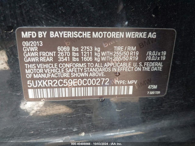 5UXKR2C59E0C00272 BMW X5 Sdrive35i