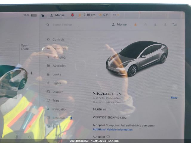 5YJ3E1EB2KF494302 Tesla Model 3 Long Range/performance
