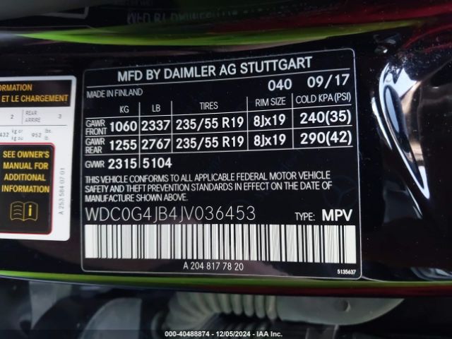 WDC0G4JB4JV036453 Mercedes-Benz GLC 300