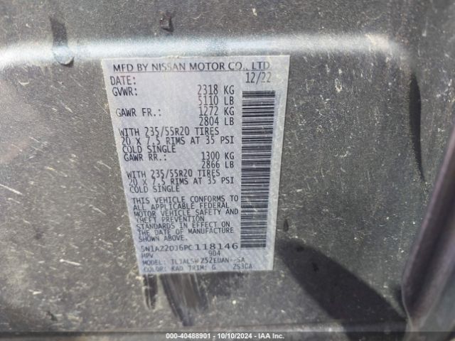 5N1AZ2DJ6PC118146 Nissan Murano Platinum Fwd
