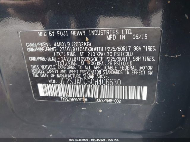 2016 SUBARU FORESTER JF2SJADC5GH406630 Photo 8