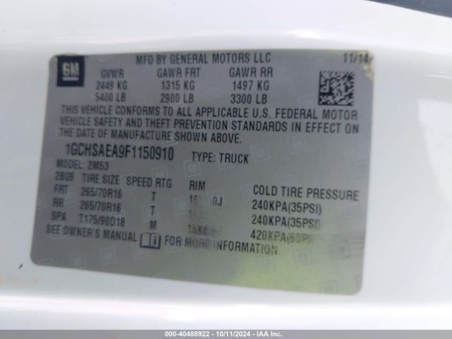 1GCHSAEA9F1150910 Chevrolet Colorado Wt