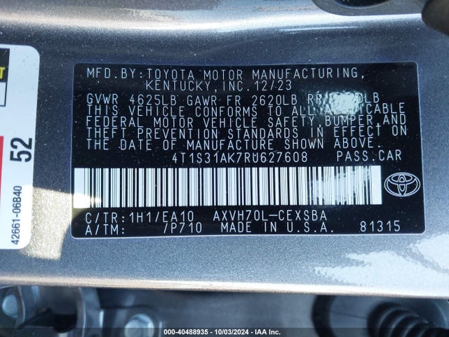 Toyota Camry Hybrid Se 2024 4T1S31AK7RU627608 Image 9