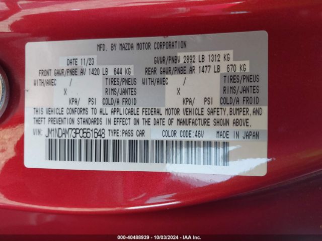 JM1NDAM73P0561648 Mazda Mx-5 Miata Rf Grand Touring