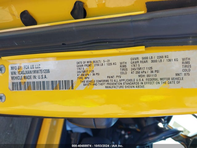 1C4GJXAN1MW751206 Jeep Wrangler Sport S 4x4