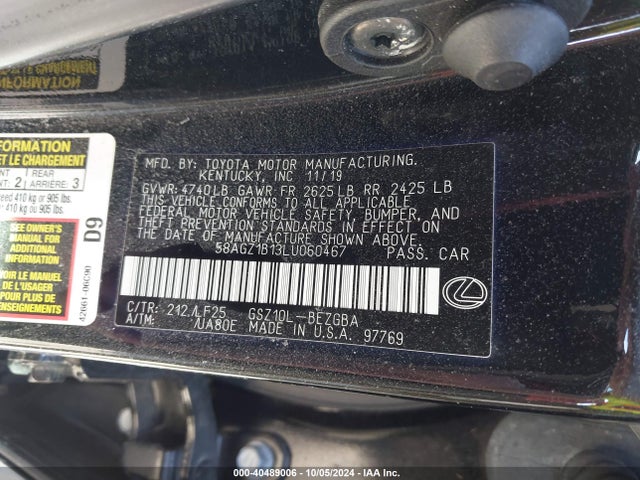 58AGZ1B13LU060467 Lexus Es 350 F Sport
