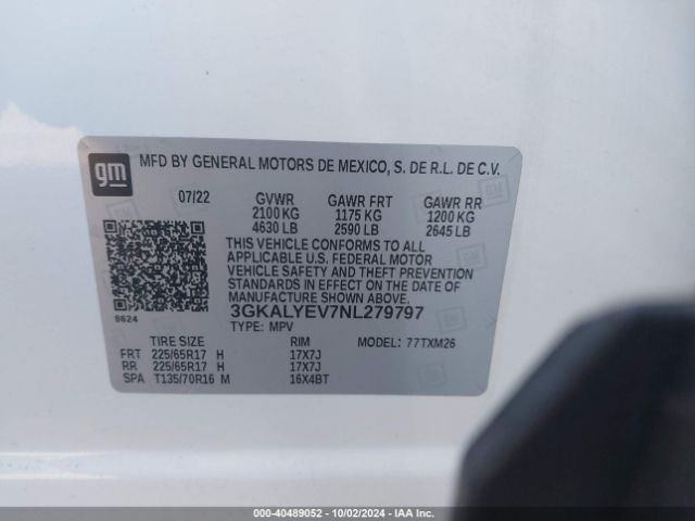 3GKALYEV7NL279797 GMC Terrain Awd At4