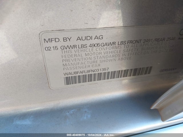 Audi A4 2.0t Premium 2015 WAUBFAFL8FN031357 Image 9