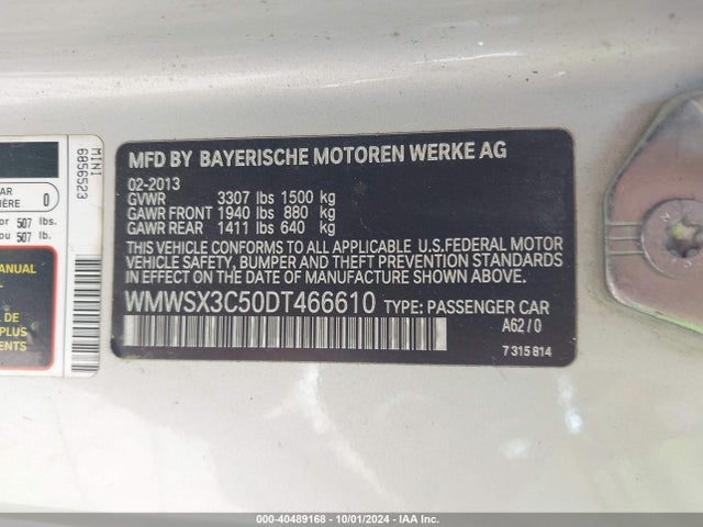 2013 MINI COUPE WMWSX3C50DT466610 Photo 8