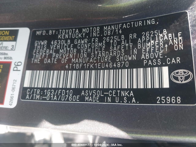 Toyota CAMRY LE 2014 4T1BF1FK1EU464870 Image 9