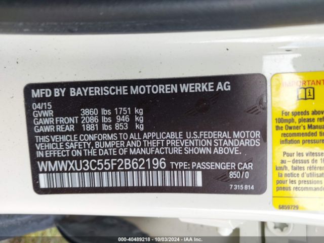 WMWXU3C55F2B62196 Mini Hardtop Cooper S