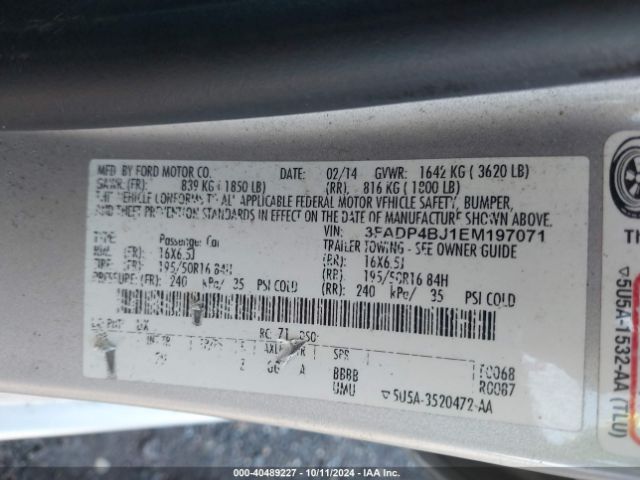 3FADP4BJ1EM197071 Ford FIESTA SE