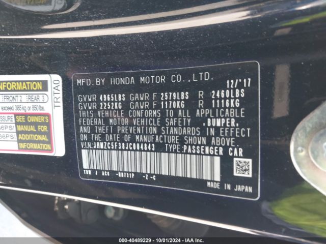 JHMZC5F38JC004843 Honda Clarity Plug-in Hybrid Touring