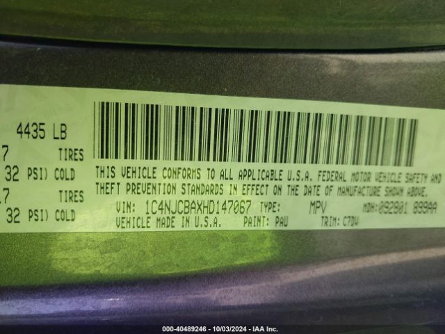 1C4NJCBAXHD147067 Jeep Compass Sport Fwd