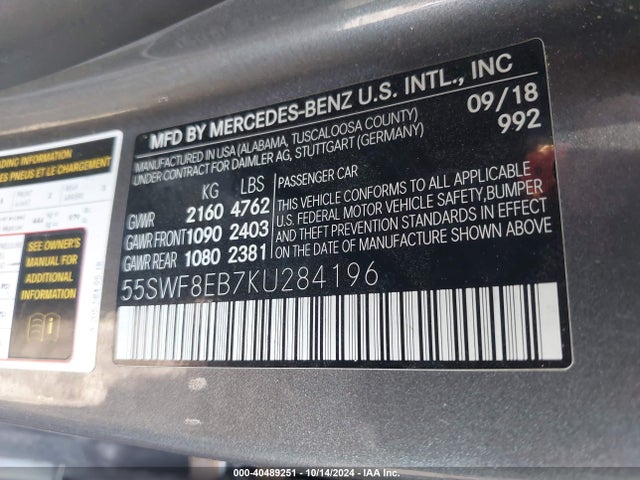 55SWF8EB7KU284196 Mercedes-Benz C 300 4matic