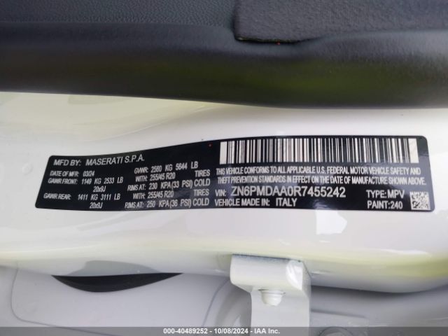 2024 MASERATI GRECALE ZN6PMDAA0R7455242 Photo 8
