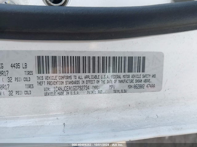 1C4NJCEA1GD792734 Jeep Compass High Altitude Edition