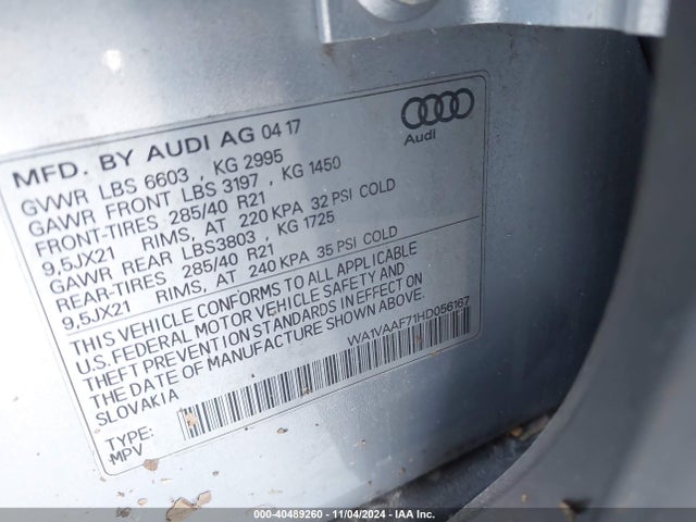 Audi Q7 3.0t Premium 2017 WA1VAAF71HD056167 Image 9