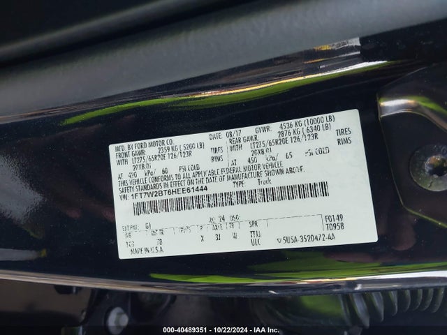 Ford F-250 Platinum 2017 1FT7W2BT6HEE61444 Image 9
