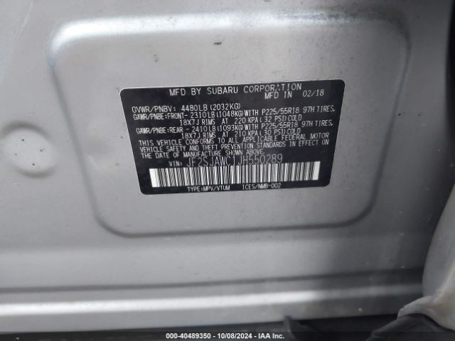 JF2SJAWC1JH550289 Subaru Forester 2.5i Touring