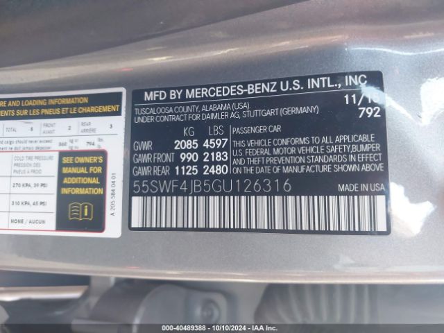 55SWF4JB5GU126316 Mercedes-Benz C 300 Luxury/sport