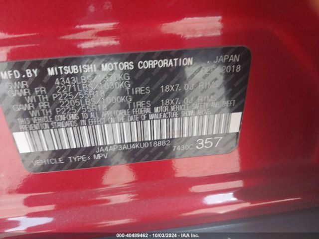 JA4AP3AU4KU018882 Mitsubishi Outlander Sport 2.0 Es