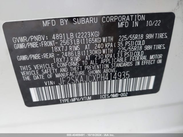 JF2SKAJCXPH414935 Subaru Forester Sport
