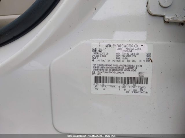 2LMTJ6KR9GBL29331 Lincoln Mkx Select