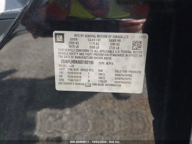 2GNFLHEK8E6180196 Chevrolet Equinox Ltz
