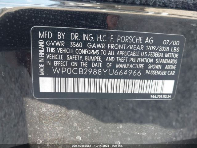 2000 PORSCHE BOXSTER WP0CB2988YU664966 Photo 8