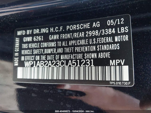 2012 PORSCHE CAYENNE WP1AB2A23CLA51231 Photo 8