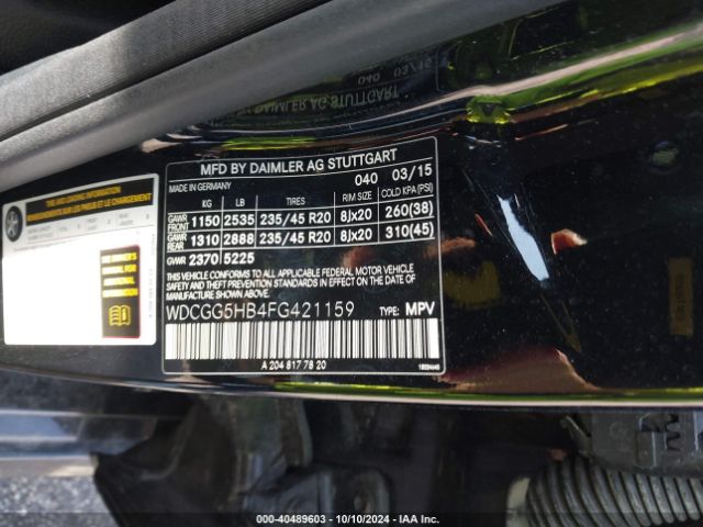WDCGG5HB4FG421159 Mercedes-Benz GLK 350