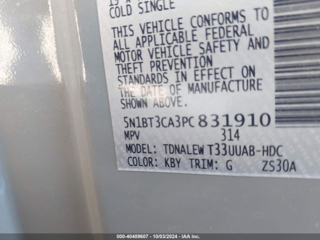 5N1BT3CA3PC831910 Nissan Rogue Sl Fwd