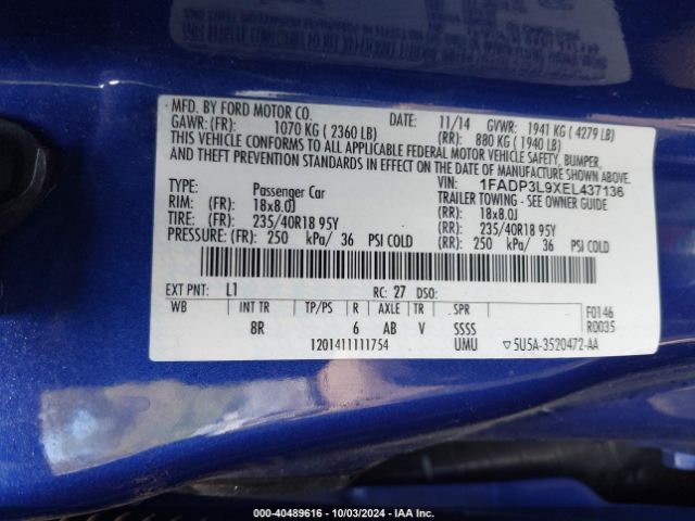 1FADP3L9XEL437136 Ford FOCUS ST