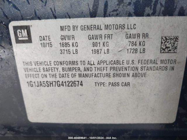 1G1JA5SH7G4122674 Chevrolet Sonic Ls Auto