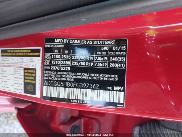 WDCGG5HB0FG397362 Mercedes-Benz GLK 350