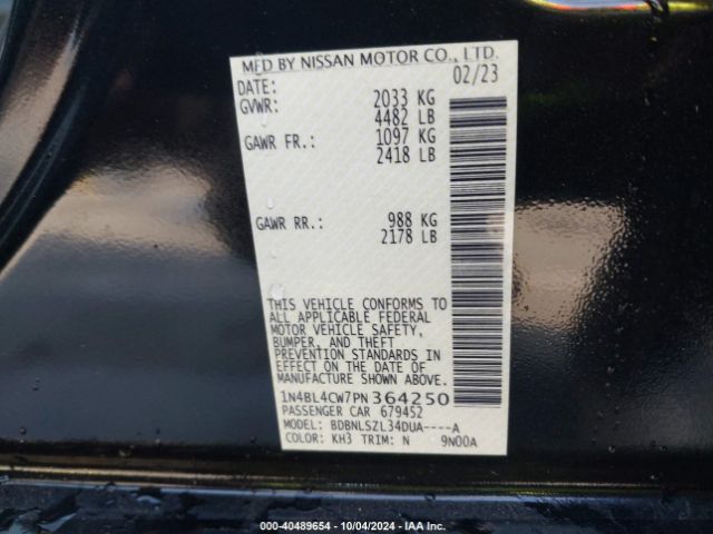 1N4BL4CW7PN364250 Nissan ALTIMA SR