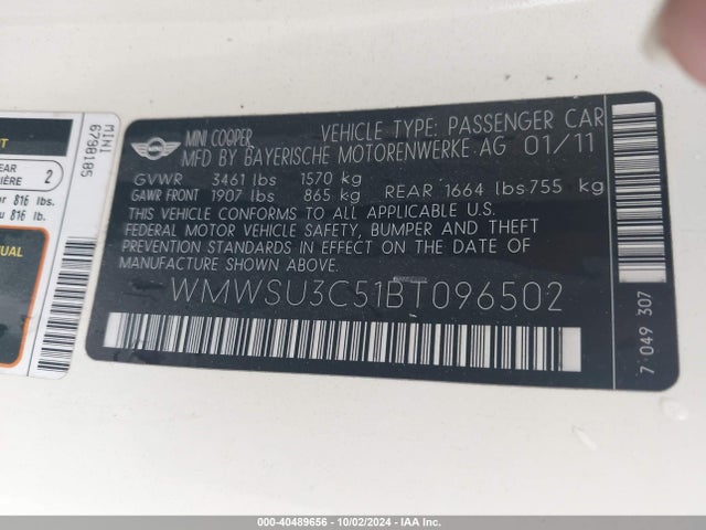 2011 MINI COOPER WMWSU3C51BT096502 Photo 8
