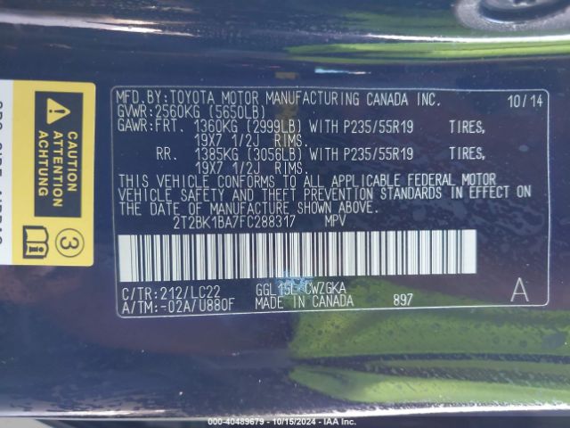2T2BK1BA7FC288317 Lexus Rx 350 F Sport