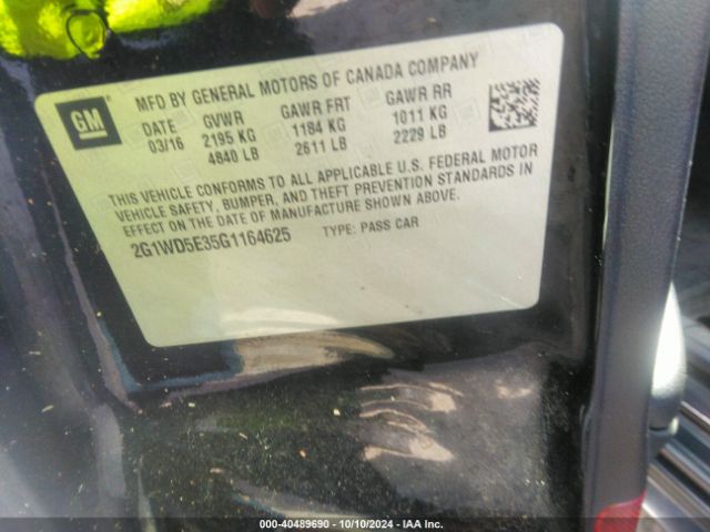2G1WD5E35G1164625 Chevrolet IMPALA LIMITED POLICE