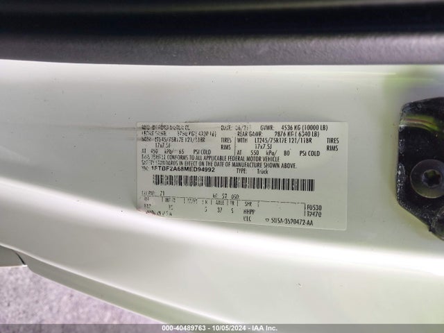 Ford F-250 Xl 2021 1FTBF2A68MED94992 Image 9