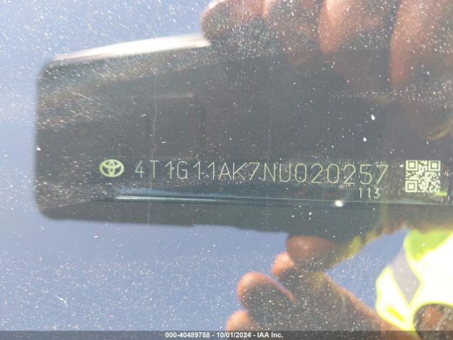 4T1G11AK7NU020257 Toyota Camry Se Nightshade Edition