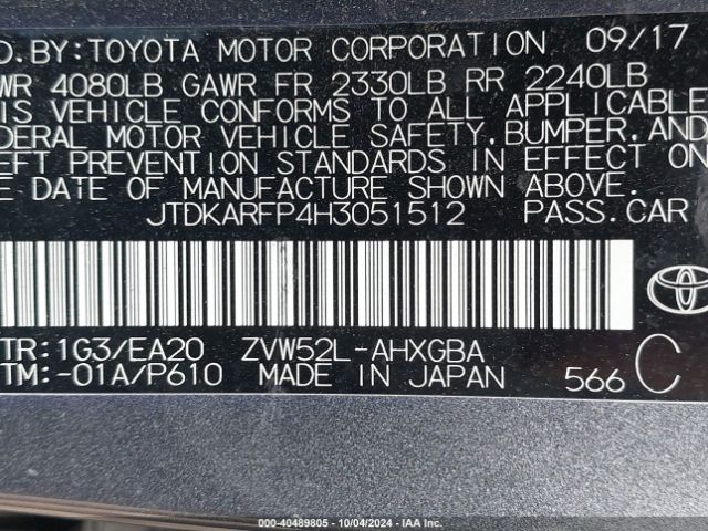 JTDKARFP4H3051512 Toyota Prius Prime Premium